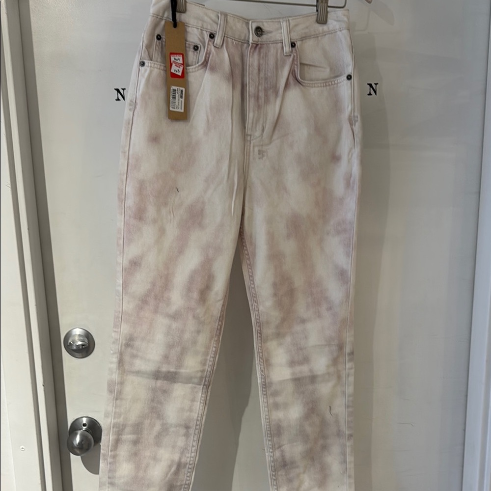 Ksubi Pink and White Ankle Cropped Jeans